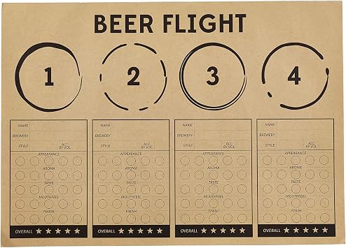 Creative Brands Sips Recyclable Brown Kraft Paper Party Placemats, 24-Count, Beer Flight